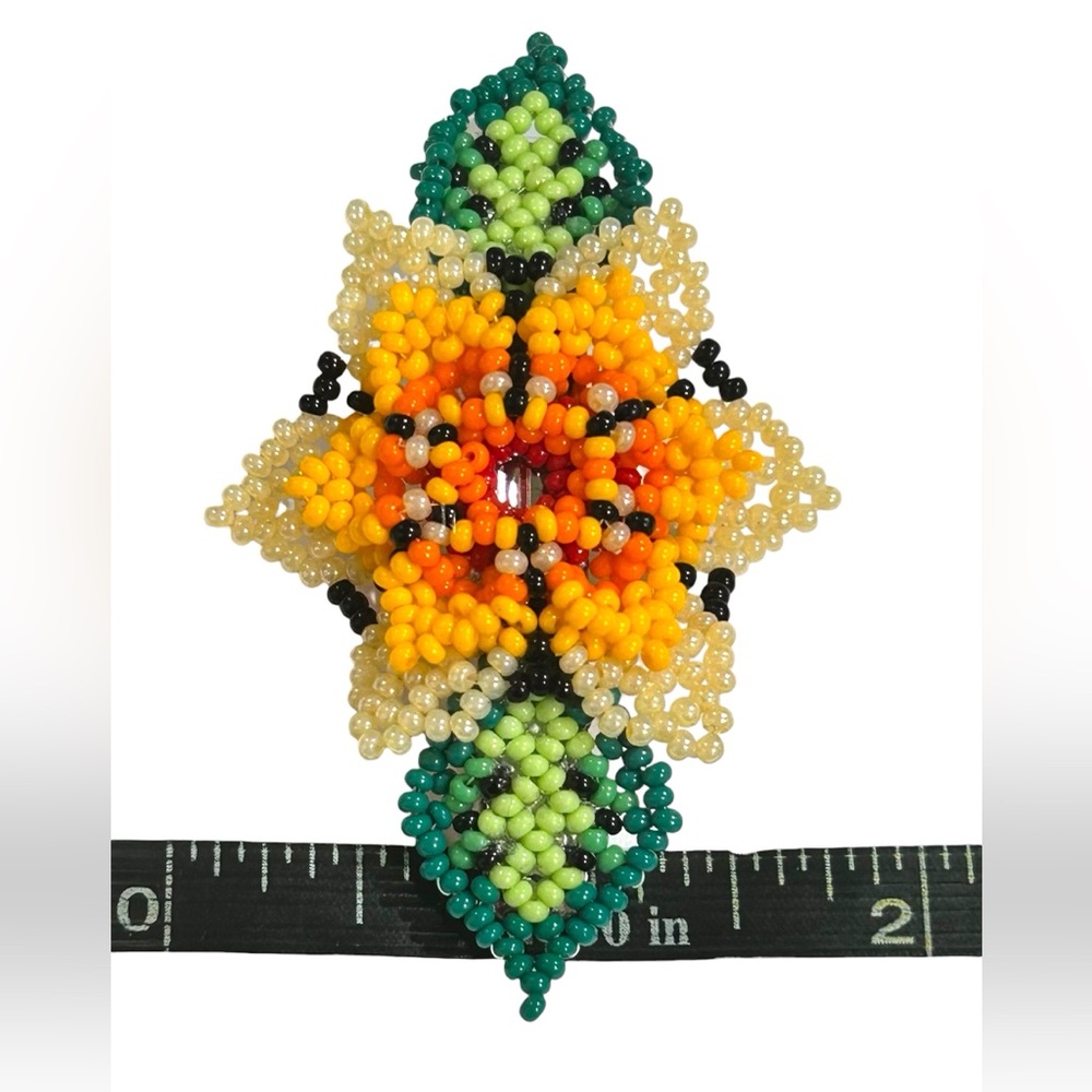 GrandmaMia Handmade 3D Seed Bead Floral French Barrette Hair Clip - Picture 3 of 9